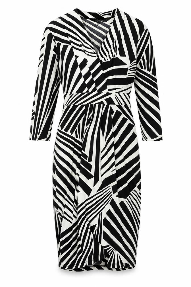 Debenhams Women’s Black White Geometric Wrap Dress Size 10
