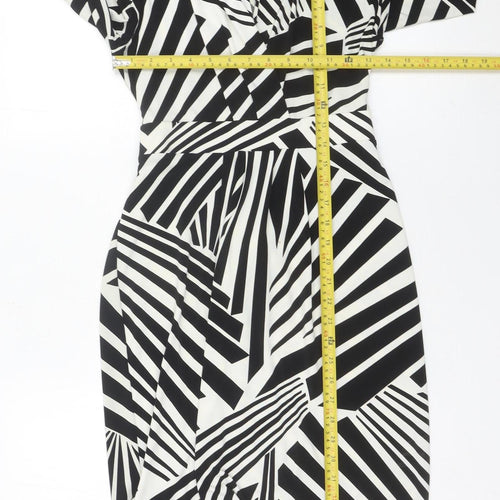 Debenhams Women’s Black White Geometric Wrap Dress Size 10
