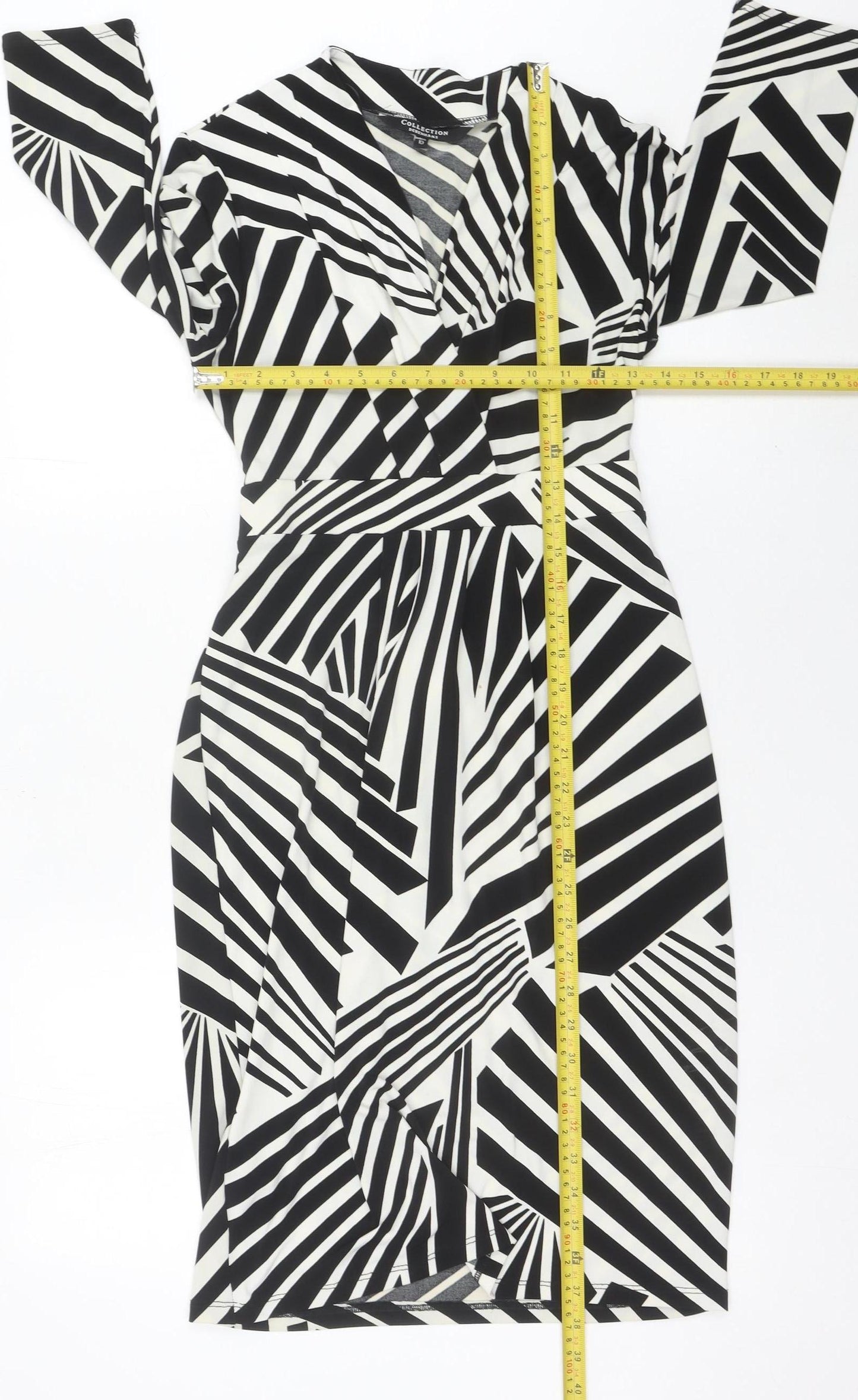 Debenhams Women’s Black White Geometric Wrap Dress Size 10