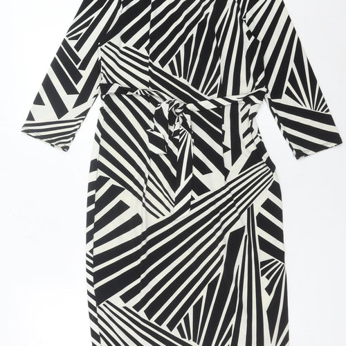 Debenhams Women’s Black White Geometric Wrap Dress Size 10