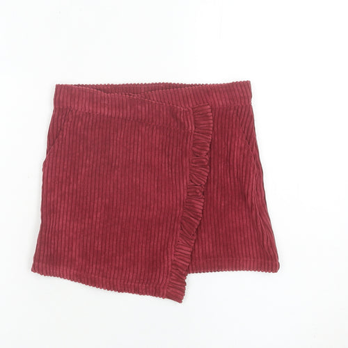 Matalan Girls Red Corduroy Wrap Skort 6 Years Ruffle Elastic Waist
