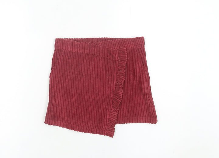 Matalan Girls Red Corduroy Wrap Skort 6 Years Ruffle Elastic Waist