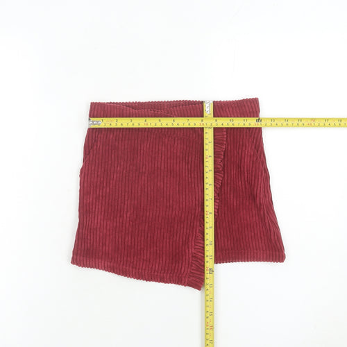 Matalan Girls Red Corduroy Wrap Skort 6 Years Ruffle Elastic Waist