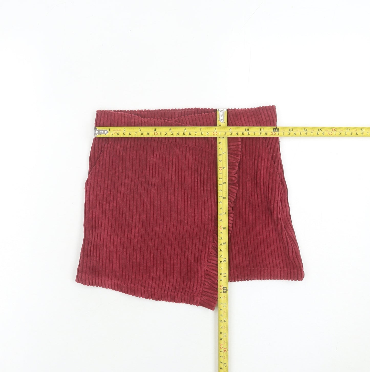 Matalan Girls Red Corduroy Wrap Skort 6 Years Ruffle Elastic Waist