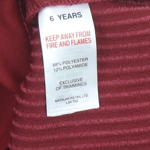 Matalan Girls Red Corduroy Wrap Skort 6 Years Ruffle Elastic Waist