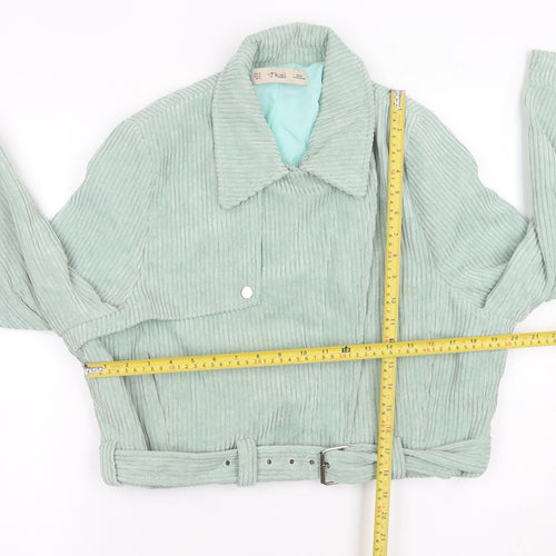 K-Zell Women’s Green Corduroy Cropped Bomber Jacket Size M