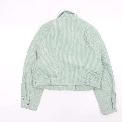 K-Zell Women’s Green Corduroy Cropped Bomber Jacket Size M