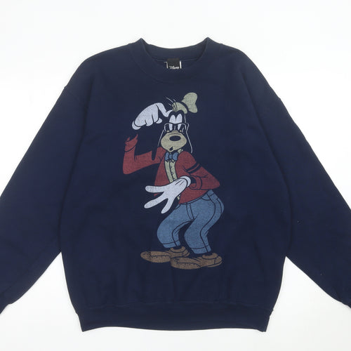 Disney Goofy Men's Blue Pullover Sweatshirt M Graphic Print