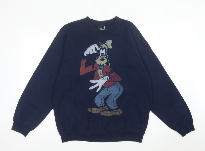 Disney Goofy Men's Blue Pullover Sweatshirt M Graphic Print