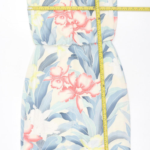 Oasis Womens Multicoloured Floral Sheath Dress UK 8 Beaded Neckline