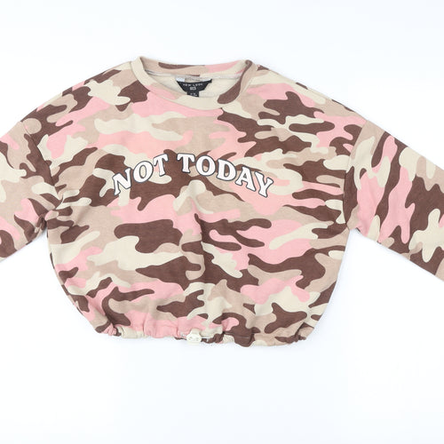 New Look Girls Pink Camouflage Graphic Sweatshirt Age 12-13 Years