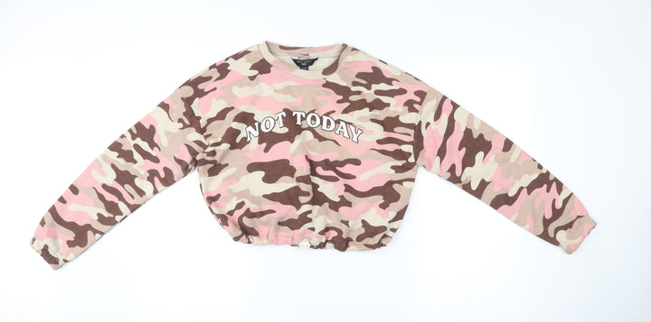 New Look Girls Pink Camouflage Graphic Sweatshirt Age 12-13 Years