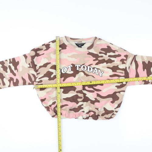 New Look Girls Pink Camouflage Graphic Sweatshirt Age 12-13 Years