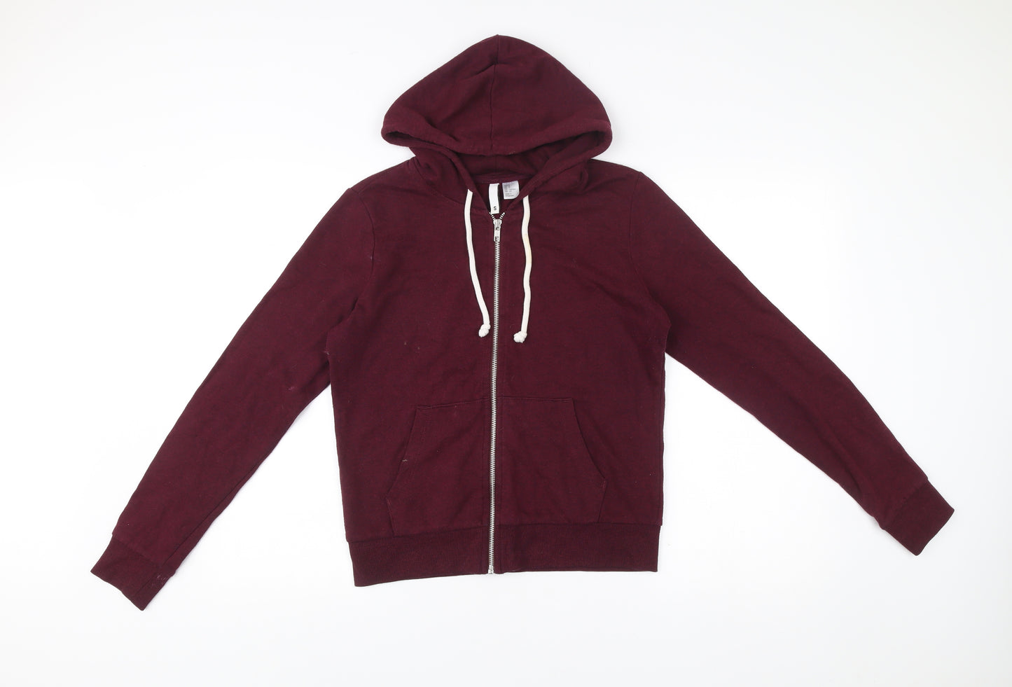 Women's Burgundy Zip Hoodie Small Cotton Blend Casual