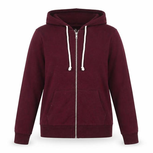 Women's Burgundy Zip Hoodie Small Cotton Blend Casual