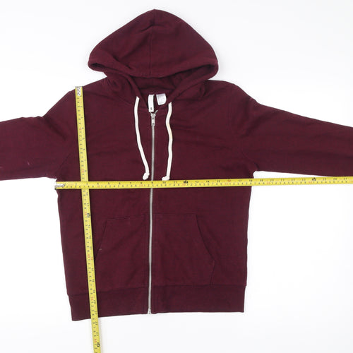 Women's Burgundy Zip Hoodie Small Cotton Blend Casual