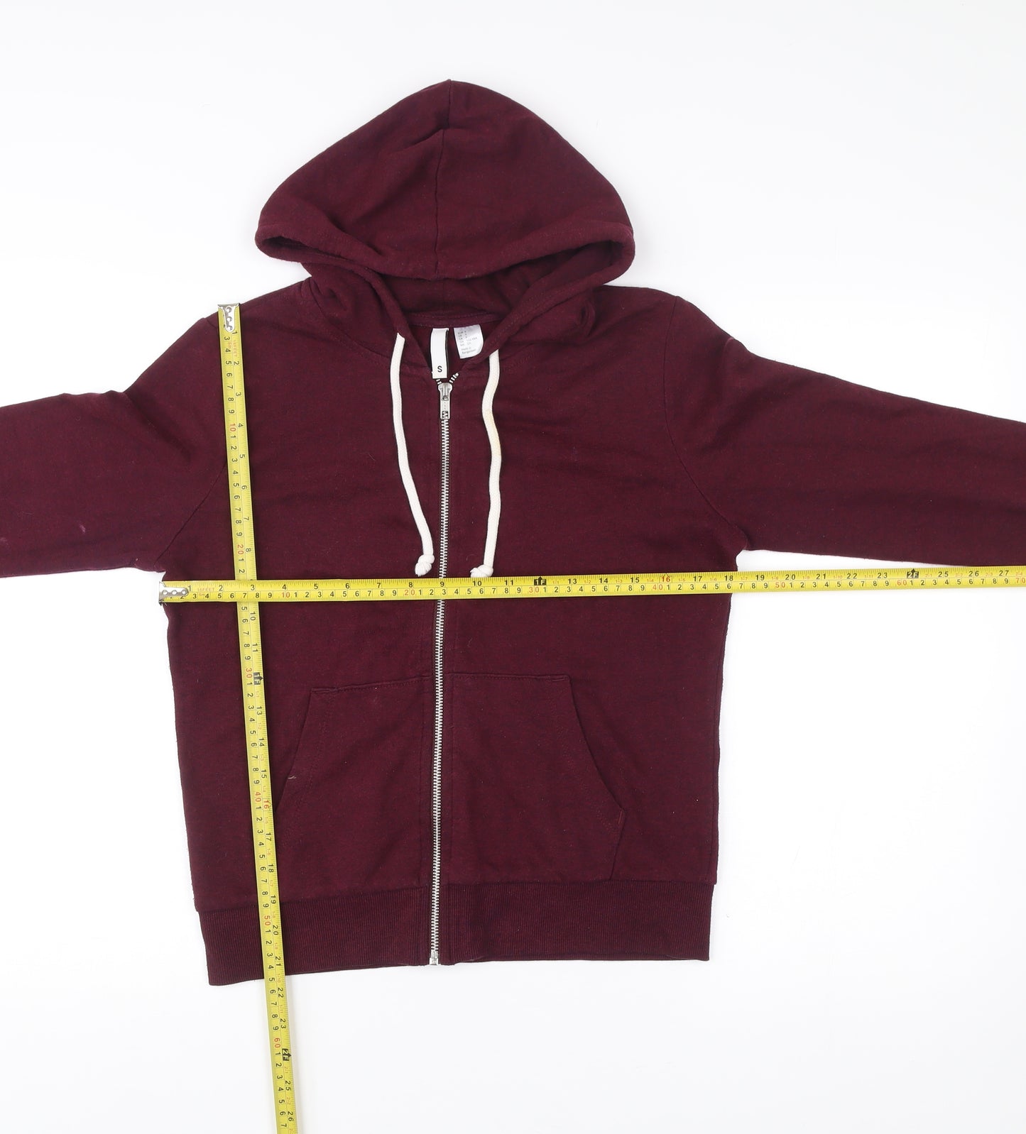 Women's Burgundy Zip Hoodie Small Cotton Blend Casual