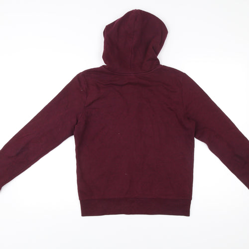Women's Burgundy Zip Hoodie Small Cotton Blend Casual
