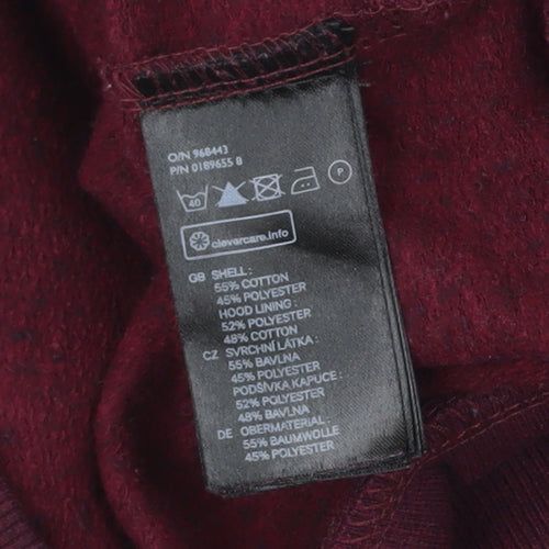 Women's Burgundy Zip Hoodie Small Cotton Blend Casual