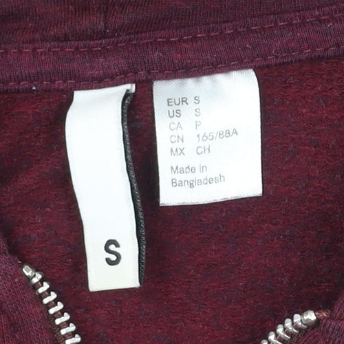 Women's Burgundy Zip Hoodie Small Cotton Blend Casual