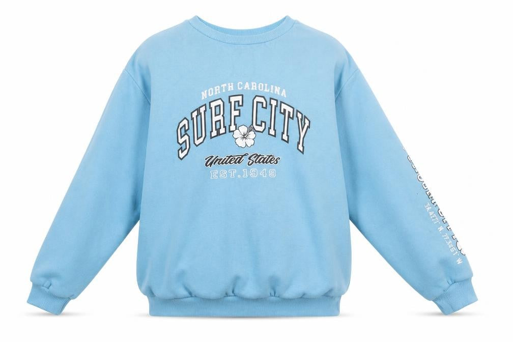New Look Girls Blue Pullover Sweatshirt 12-13 Yrs Surf City Graphic Print