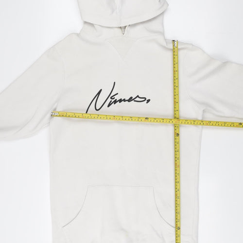 Nimes Mens White Hoodie Pullover Medium Graphic Logo Long Sleeve