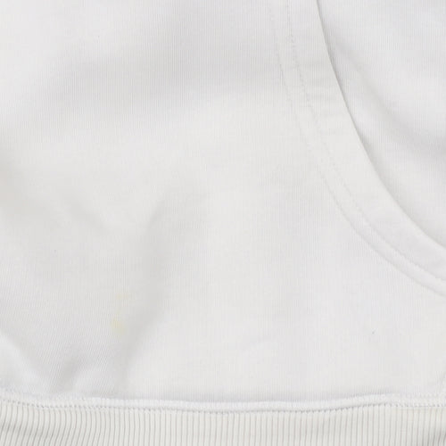 Nimes Mens White Hoodie Pullover Medium Graphic Logo Long Sleeve