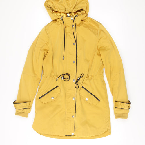 New Look Women’s Yellow Parka Jacket Size 8 Hooded Mid-Length Coat