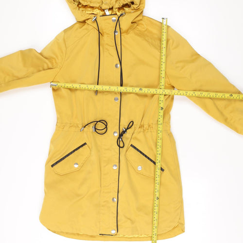 New Look Women’s Yellow Parka Jacket Size 8 Hooded Mid-Length Coat