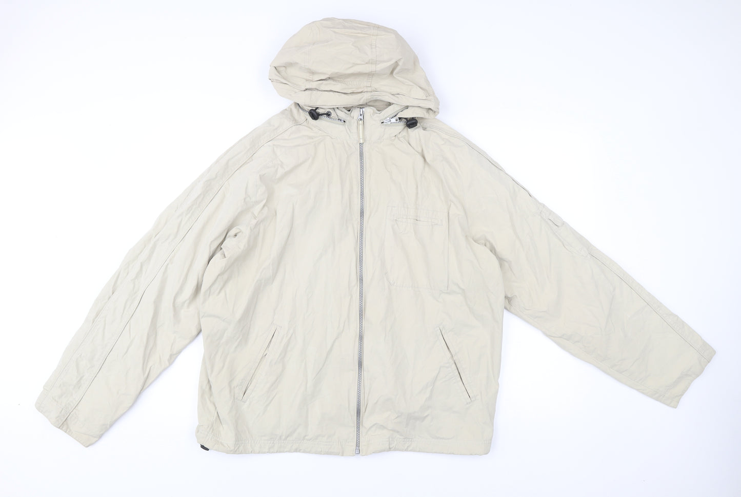 Next Men's Beige Lightweight Hooded Windbreaker Jacket L
