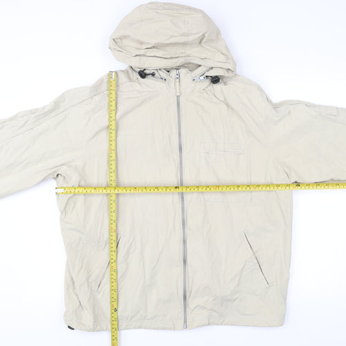 Next Men's Beige Lightweight Hooded Windbreaker Jacket L