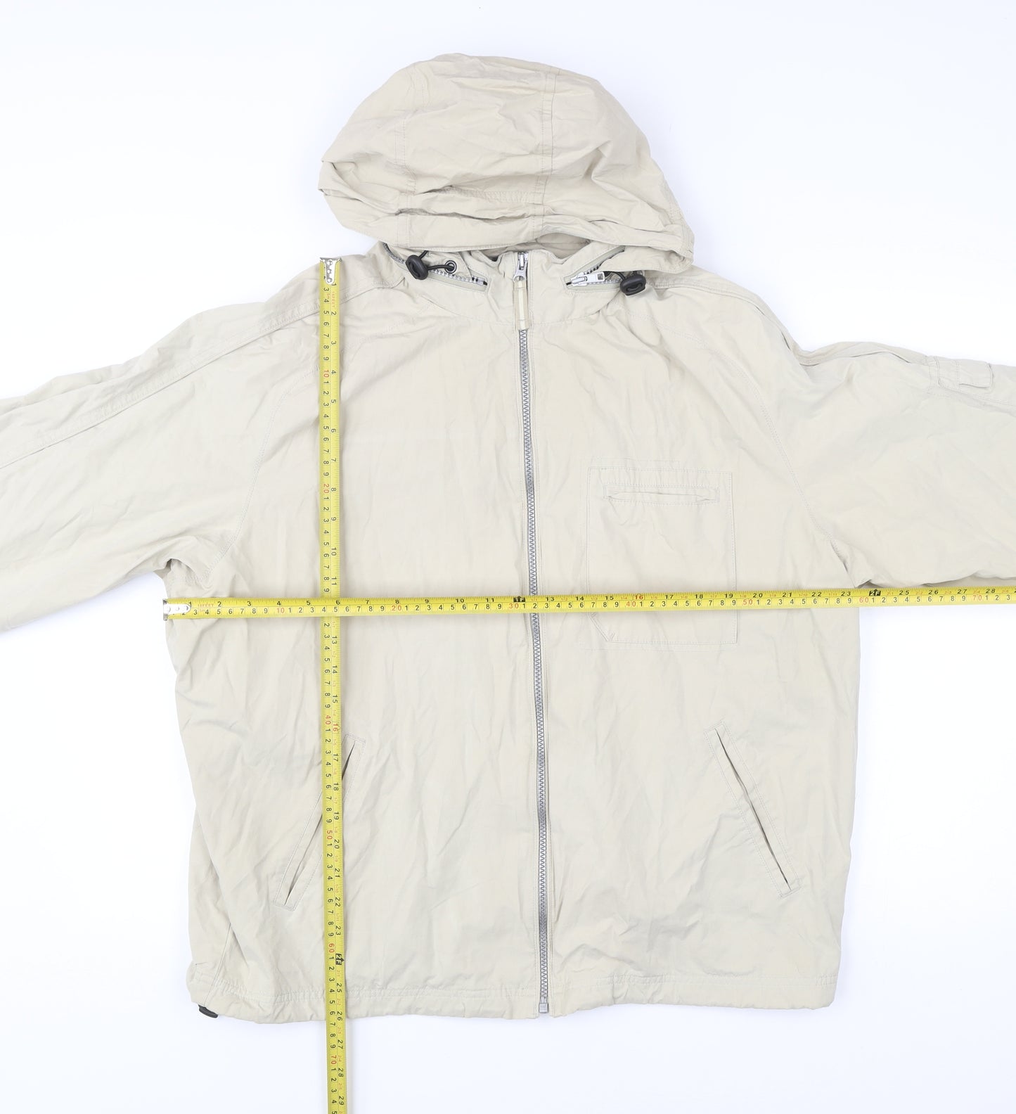 Next Men's Beige Lightweight Hooded Windbreaker Jacket L