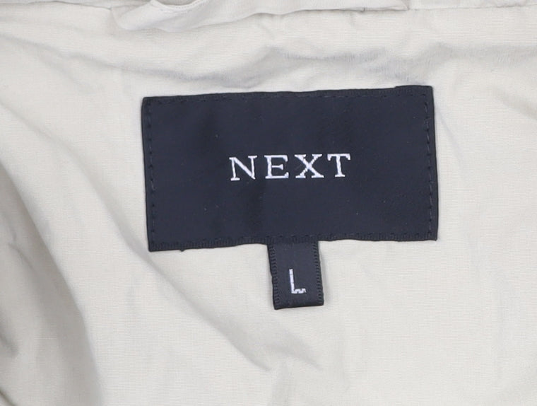 Next Men's Beige Lightweight Hooded Windbreaker Jacket L