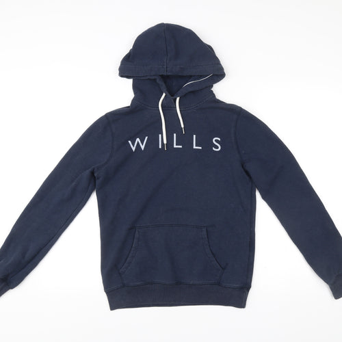 Jack Wills Womens Blue Pullover Hoodie UK 8 Classic Fit Logo