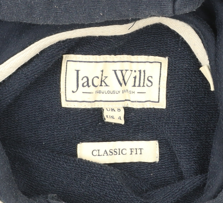 Jack Wills Womens Blue Pullover Hoodie UK 8 Classic Fit Logo