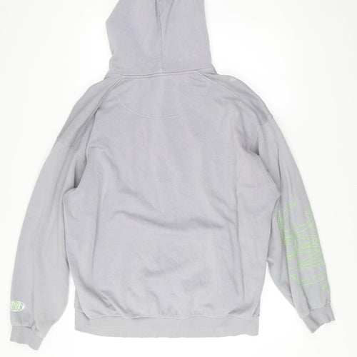 Weekday Men’s Grey Full Zip Hoodie S Graphic Print Cotton Blend
