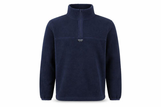 Front view of Jack & Jones men’s blue small fleece half zip jacket regular fit
