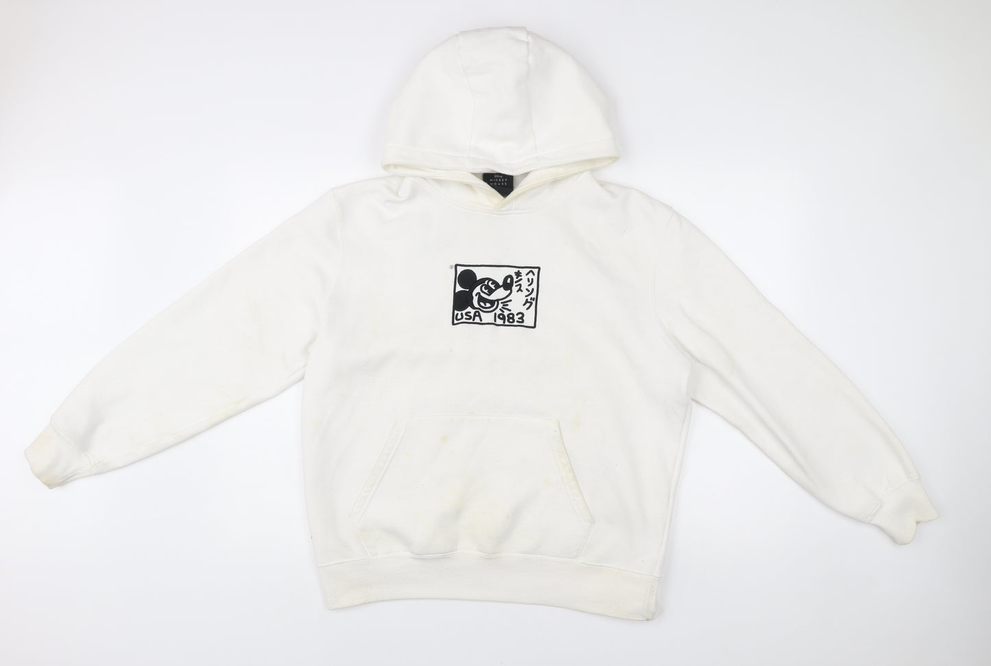 Disney Keith Haring Men’s White Hoodie M Pullover Graphic Print