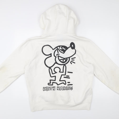 Disney Keith Haring Men’s White Hoodie M Pullover Graphic Print