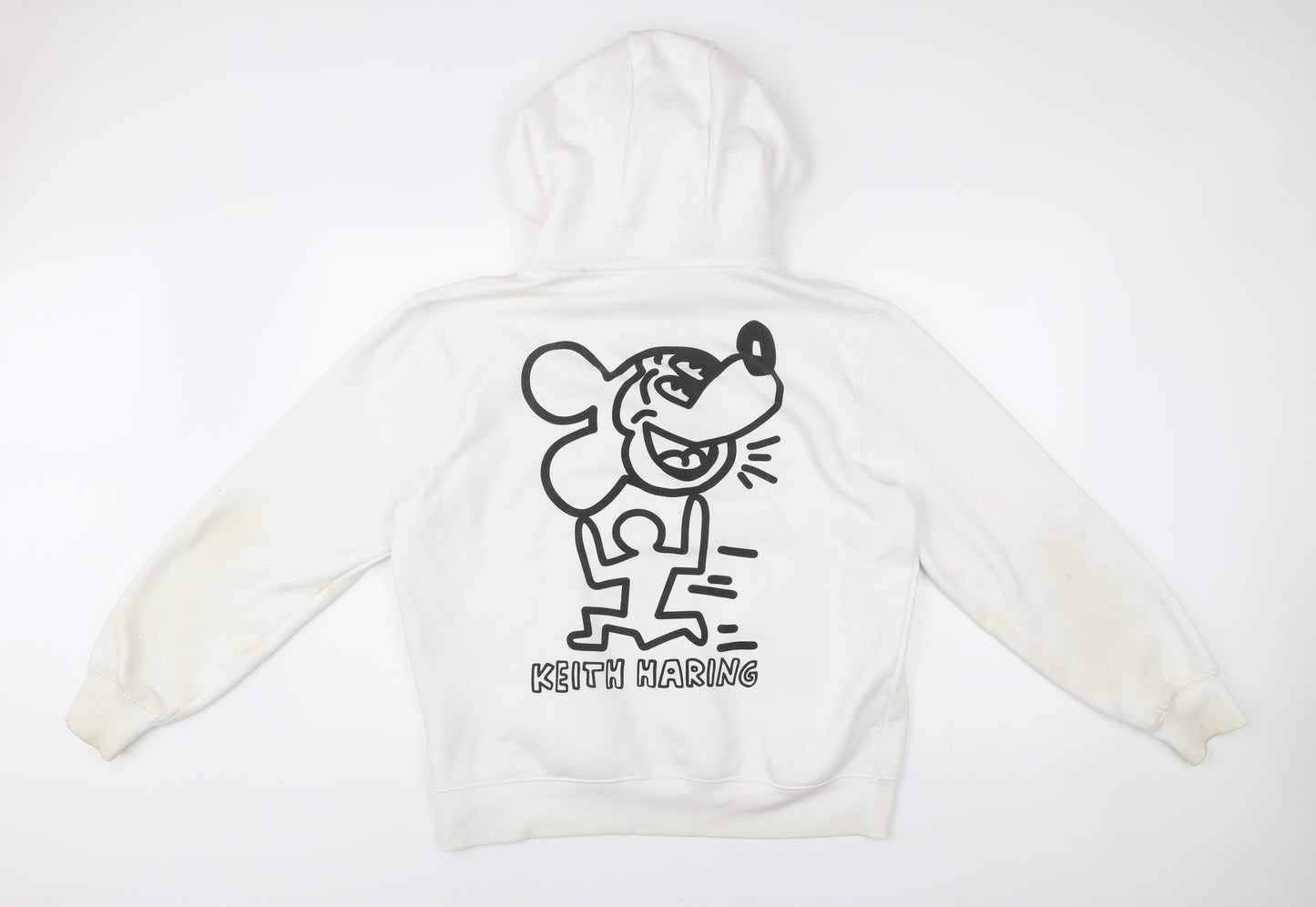 Disney Keith Haring Men’s White Hoodie M Pullover Graphic Print