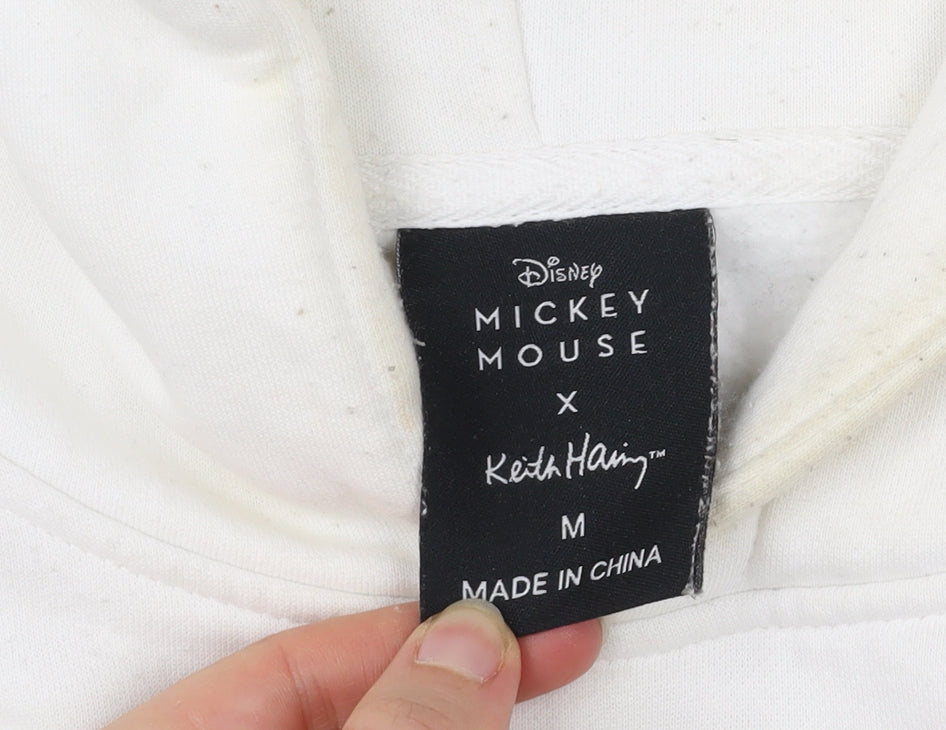 Disney Keith Haring Men’s White Hoodie M Pullover Graphic Print