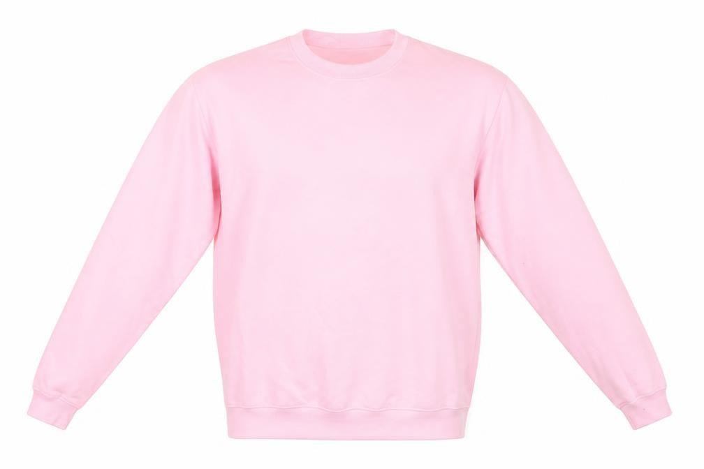 Front view of PRETTYLITTLETHING unisex pink l pullover sweatshirt crew neck