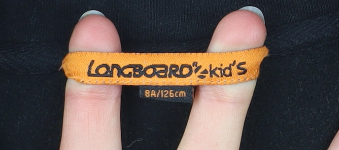 Longboard Kid's Boys Black Full Zip Fleece Jacket 8 Years Polyester