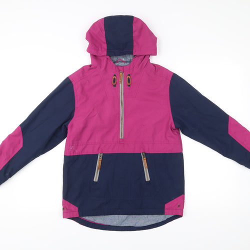 FatFace Girls Pink Blue Colourblock Hooded Anorak Jacket 10-11 Years