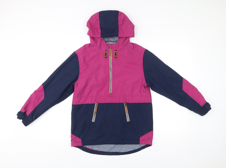 FatFace Girls Pink Blue Colourblock Hooded Anorak Jacket 10-11 Years