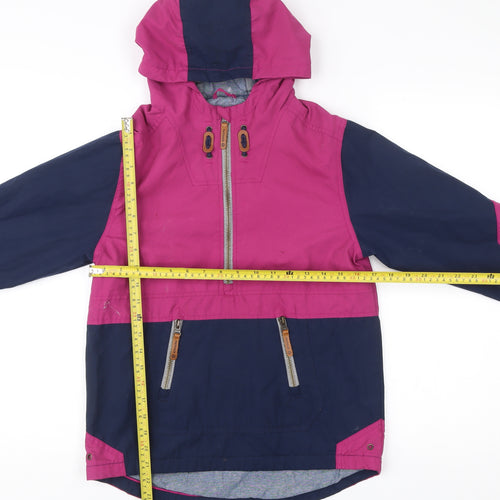 FatFace Girls Pink Blue Colourblock Hooded Anorak Jacket 10-11 Years