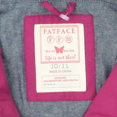FatFace Girls Pink Blue Colourblock Hooded Anorak Jacket 10-11 Years