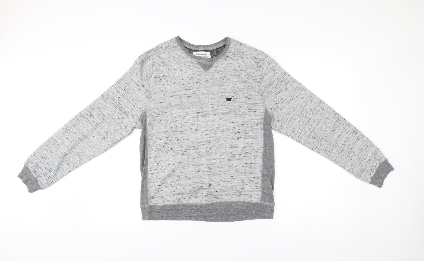 Champion Unisex Grey Medium Pullover Sweatshirt Vintage Logo V-Neck