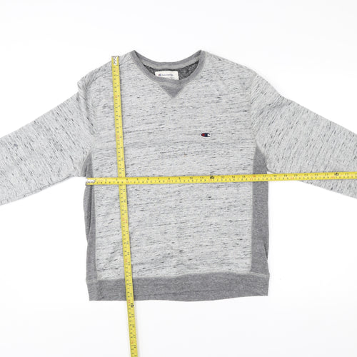 Champion Unisex Grey Medium Pullover Sweatshirt Vintage Logo V-Neck