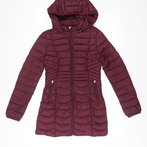 Santelon Womens Purple 3XS Puffer Jacket Hooded Quilted Nylon